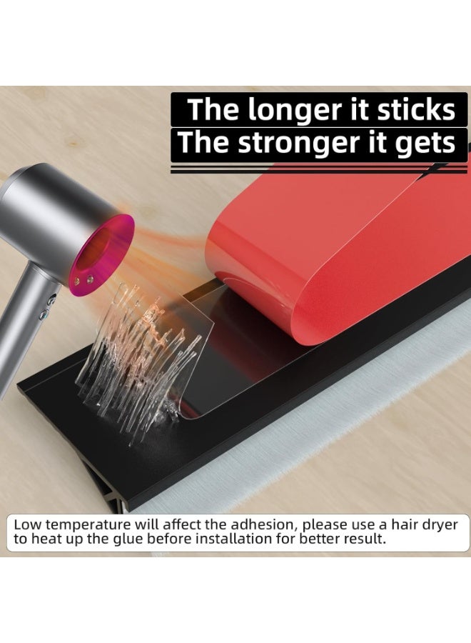 FAYET Self Adhesive Silicone Door Sweep Brush with Soft Bristles, Under Door Draft Stopper Seal for Interior and Exterior Doors, Noise and Dust Blocker, Energy Saving Gap Filler (Black) - Image 3